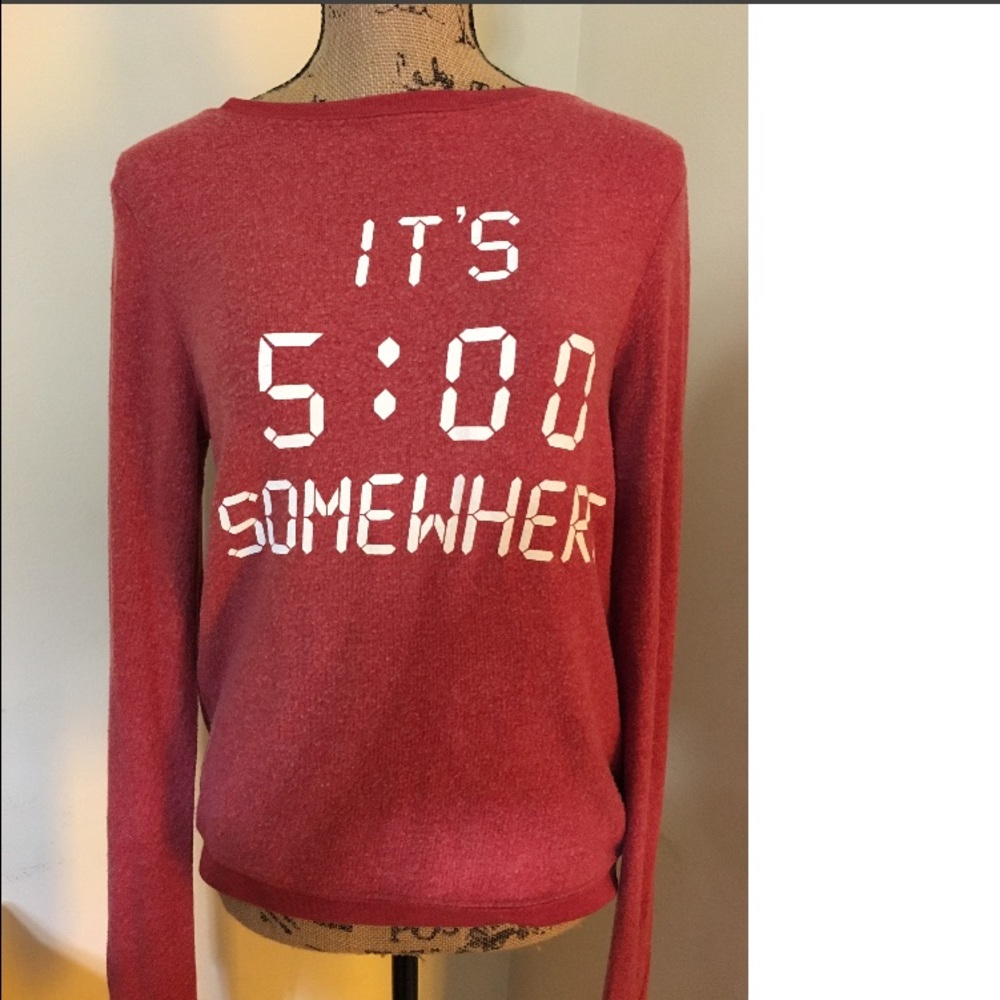 NEW Wildfox “It’s 5:00 Somewhere" Red Sweatshirt - Picture 2 of 4